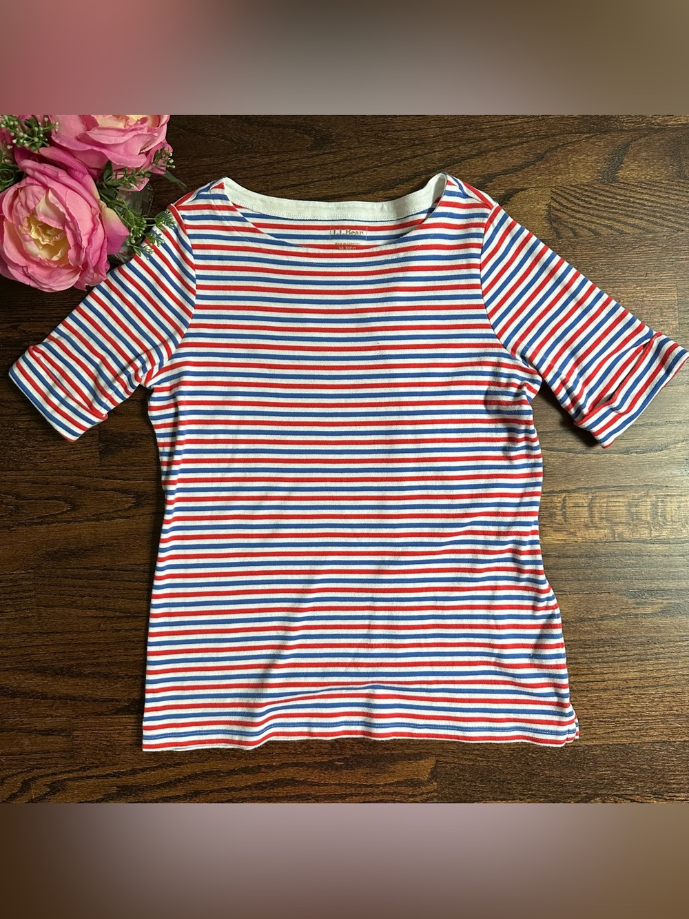 LL Bean Pima cotton striped top, size M
